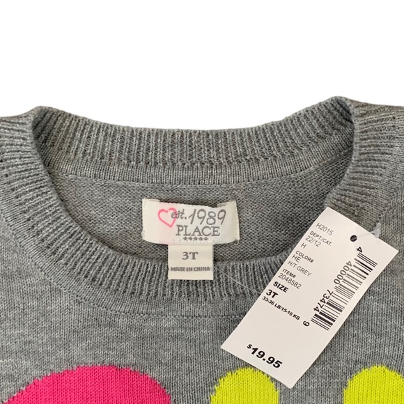 The Children’s Place Heather Grey Hi Lo “Cute” Sweater Top 3T - Picture 4 of 5